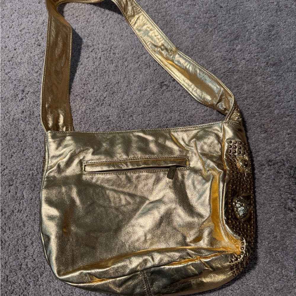 Gold Shining Leather with Silver metal Studs Handbag vintage y2k